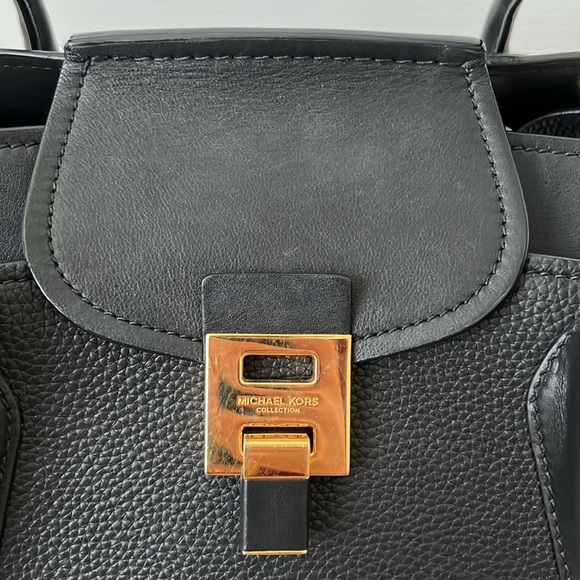 Michael Kors Collection Bancroft Large Pebbled Calf Leather Satchel - Picture 8 of 14